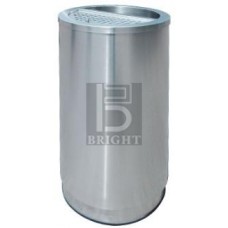 Stainlesss Steel Round Waste Bin c/w 1/2 Ashtray and 1/2 Open Top