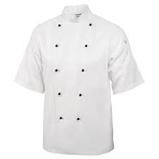 CHEF JACKET SHORT SLEEVE BLACK( BLACK BUTTON)